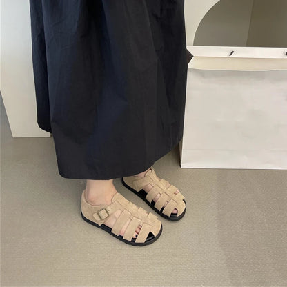 AIYUQI Damensandalen 2025, neue gewebte hohle römische Sandalen für Frauen, Sommer, große Schweinekäfig-weibliche Schuhe