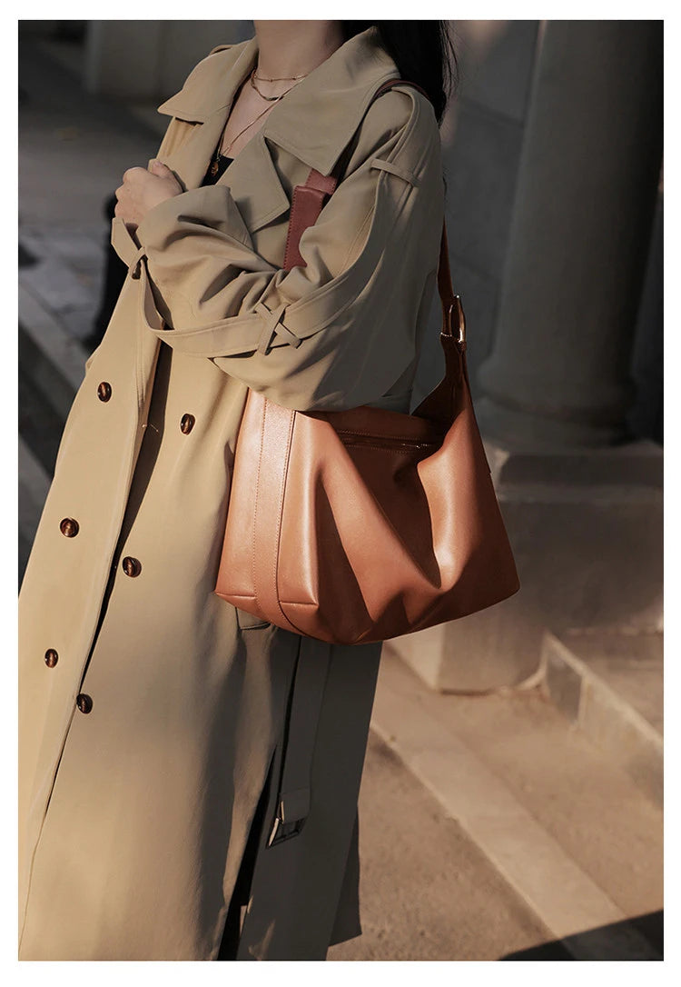 Damen Tote Tasche aus Split-Leder mit großem Fassungsvermögen Crossbody