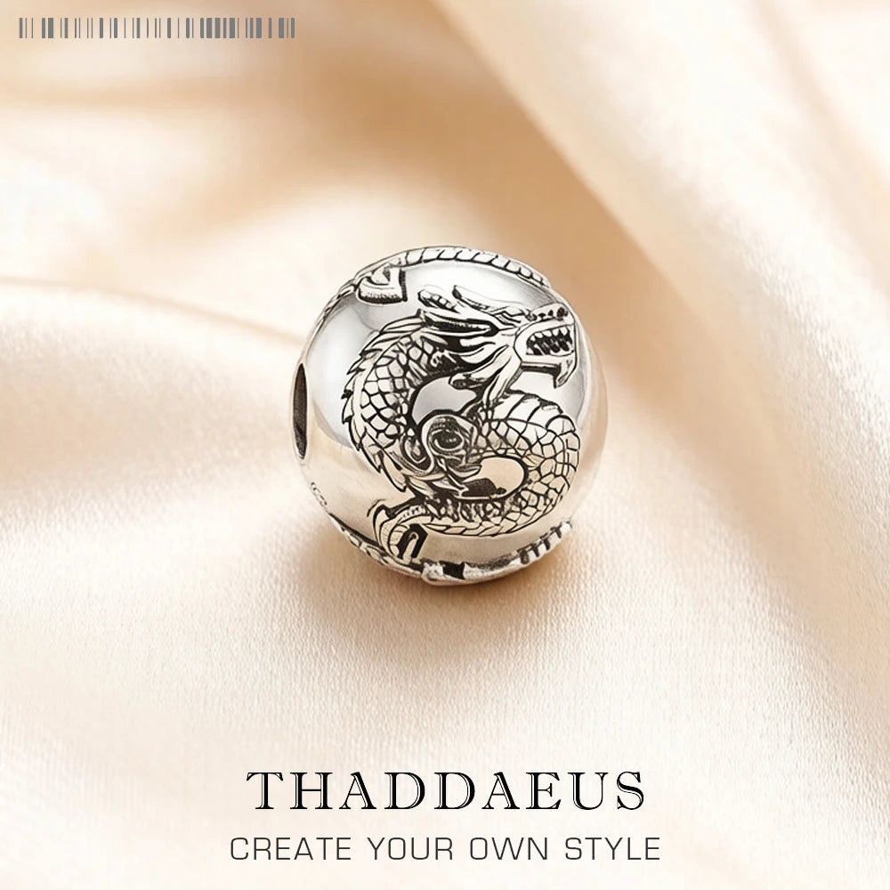 Damen-Charm-Anhänger Drache Perlen Rebel Vintage aus Sterlingsilber