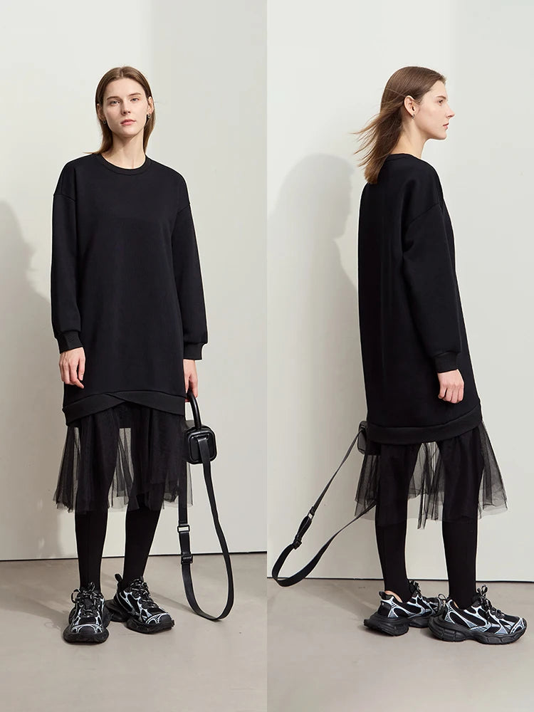 Elegantes Damen Strickkleid Mit Langen Ärmeln Für Den Winter