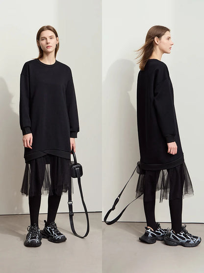 Elegantes Damen Strickkleid Mit Langen Ärmeln Für Den Winter