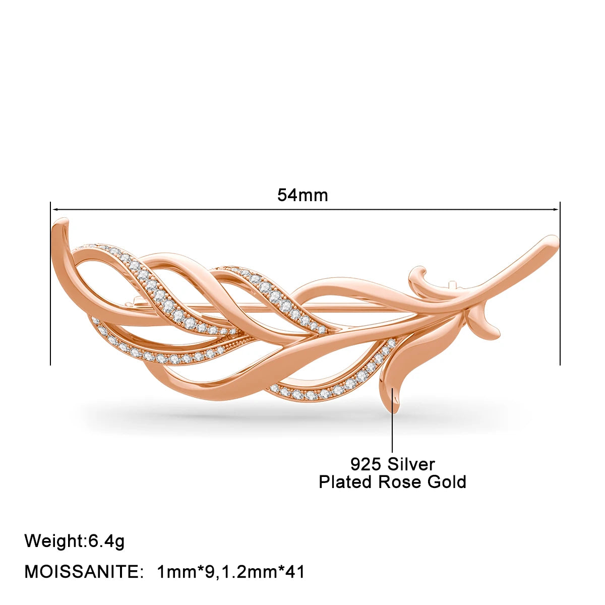 Brosche Blatt Gelbgold Moissanit Luxus Designer Zertifikat Damen