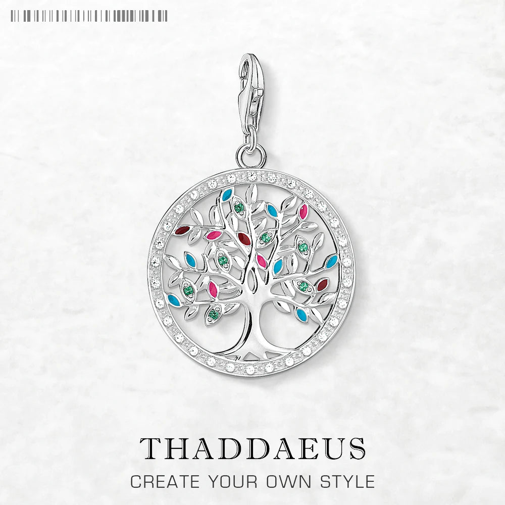 Damen-Charm-Anhänger bunter Baum romantisch aus Sterlingsilber