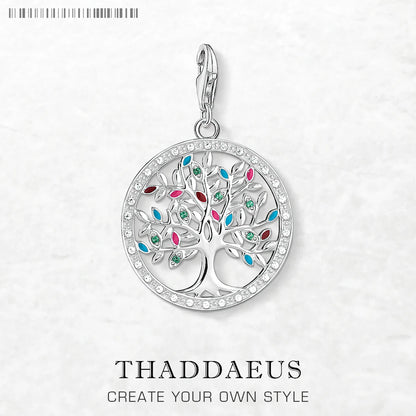 Damen-Charm-Anhänger bunter Baum romantisch aus Sterlingsilber