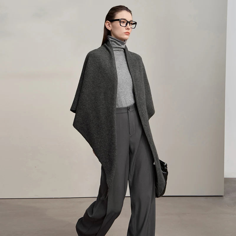 Damen V-Ausschnitt Strickkleid A-Linie ärmellos Herbst-Winter