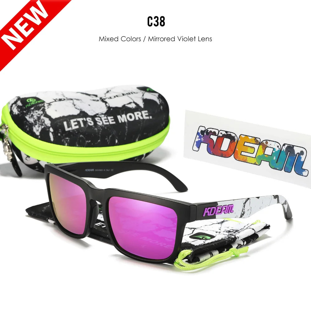 Sonnenbrille quadratisch polarisiert Reißverschlussetui 30 Farben Unisex
