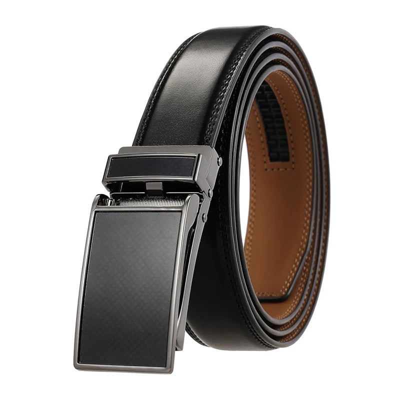 VATLY Ledergürtel Herren 3cm Metall-Automatik-Schnalle Lochlos Mode