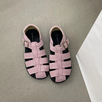 AIYUQI Damensandalen 2025, neue gewebte hohle römische Sandalen für Frauen, Sommer, große Schweinekäfig-weibliche Schuhe