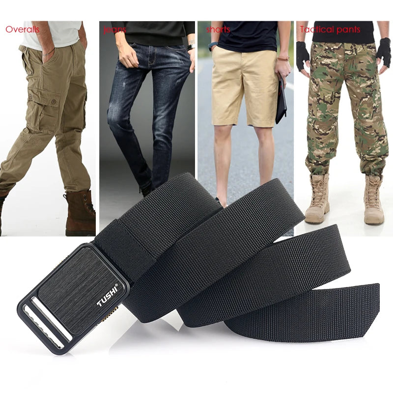 Herren-Gürtel Elastisch 35 mm Breite Mit Steck-Schnalle Für Outdoor-Aktivitäten Camping