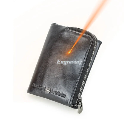 Herren Echtleder Geldbörse Retro Reißverschluss Münzfach RFID Damen Kartenetui Geschenk