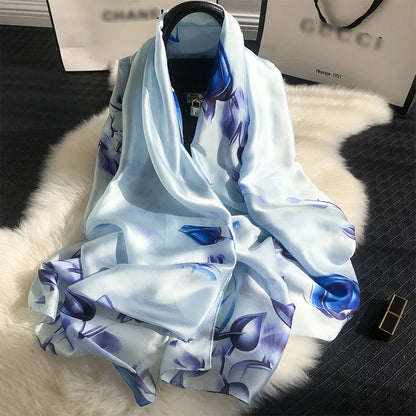 Damen Seidenschal groß 180x90cm Sommer Strand Foulard Bandana weich