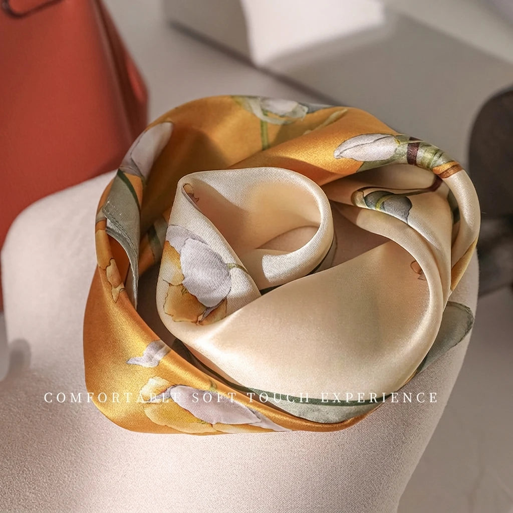 Damen Seidenschal klein quadratisch Haarband Halstuch Kopftuch Bandana C