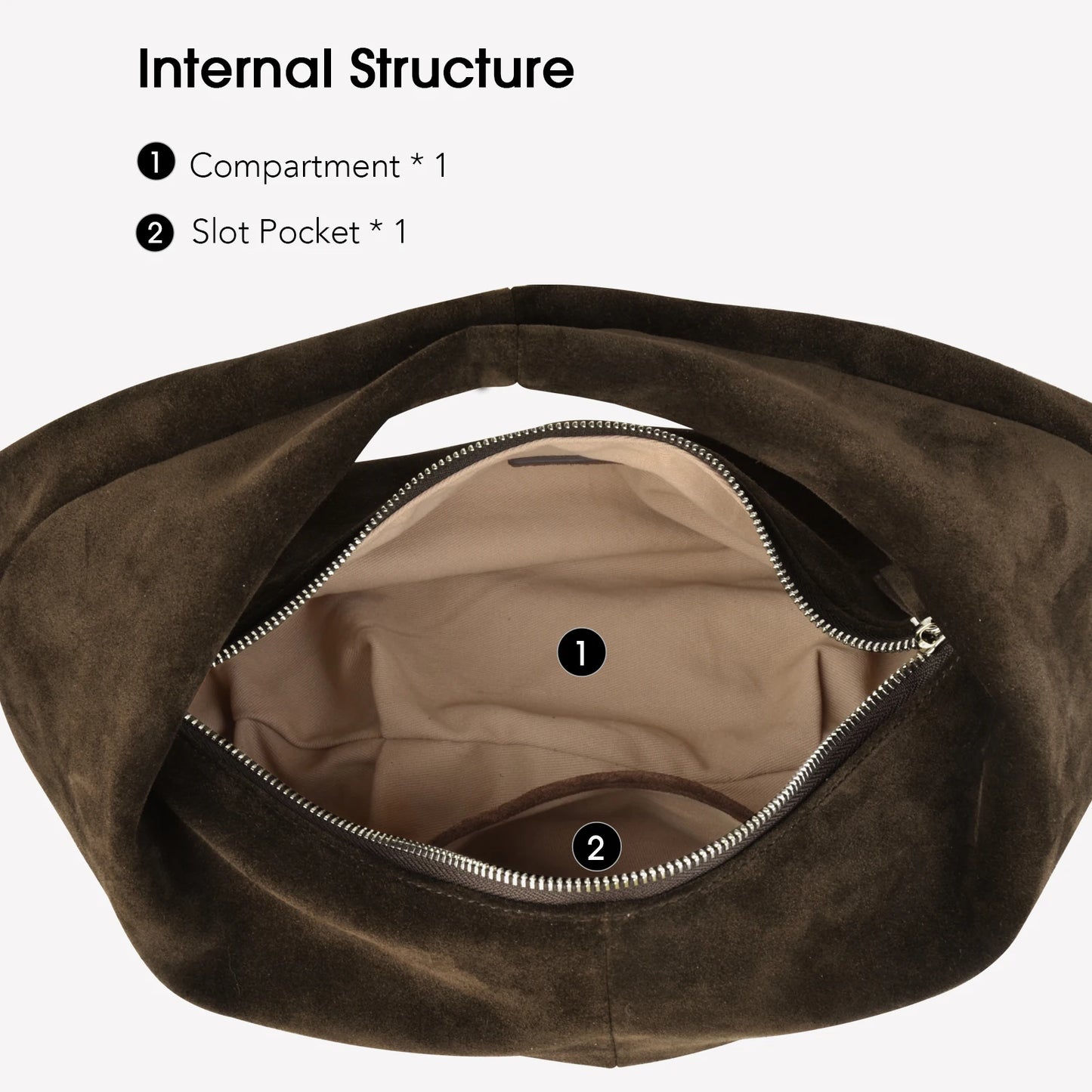 Große Damen-Hobo-Tasche Aus Wildleder | Dumpling-Form, Luxus Stil