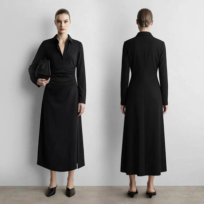 Elegantes Gestricktes Kleid Damen Knopfleiste Tailliert