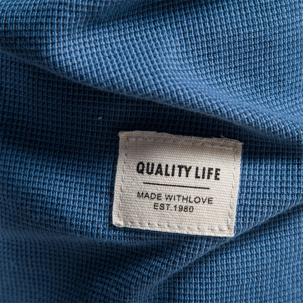 Herren Langarm Waffel Henley T-Shirt in fester Farbe für den Herbst