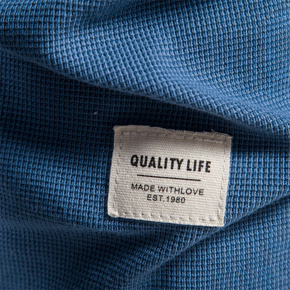 Herren Langarm Waffel Henley T-Shirt in fester Farbe für den Herbst