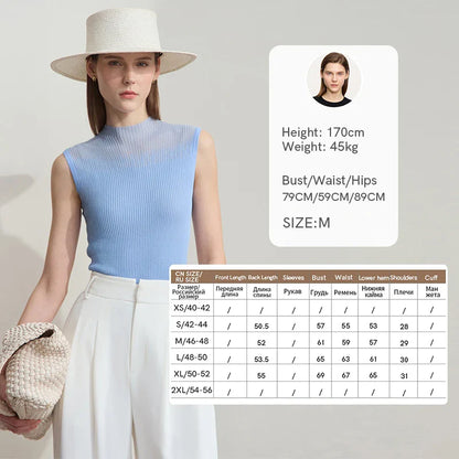 Damen Top im minimalistischen Design mit mock Neck und ärmellos