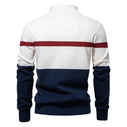 Herren Pullover aus hochwertiger Baumwolle mit Reißverschluss im Mock Neck Stil