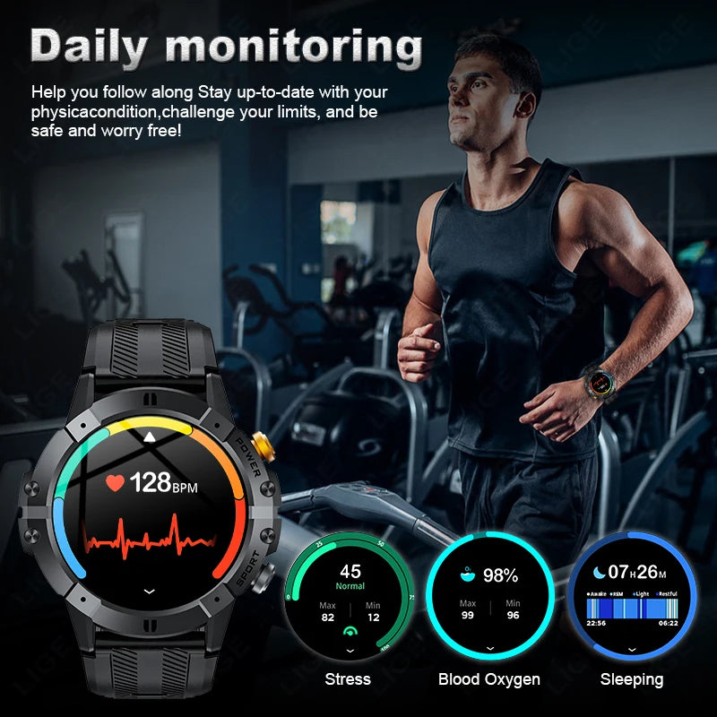 Herren Smartwatch mit 1,52 Zoll Display und wasserdichter Sportuhr-Funktion