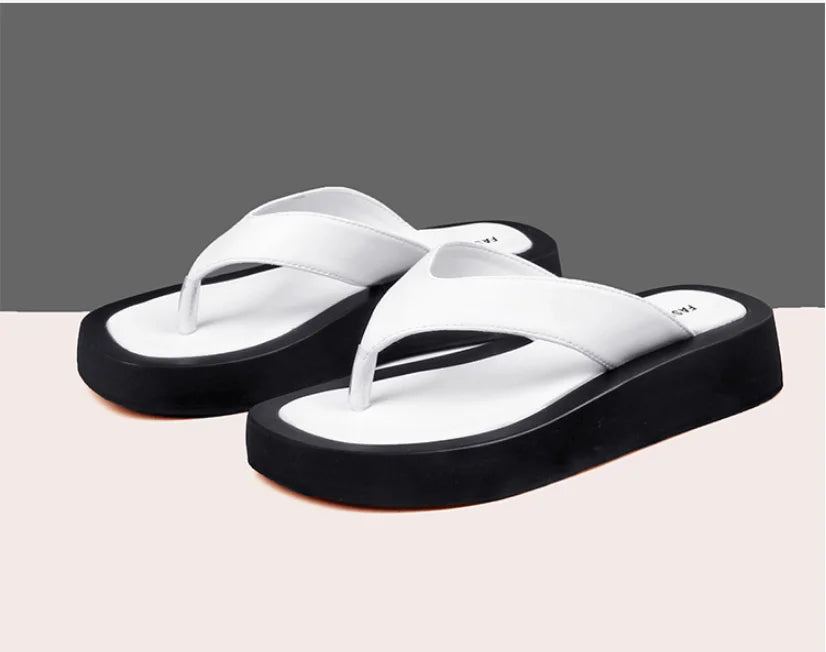 AIYUQI Women's Slippers Outdoor Summer New Genuine Leather  Flip-flops Women Anti-skid Trend Pinch Beach Slides Ladies