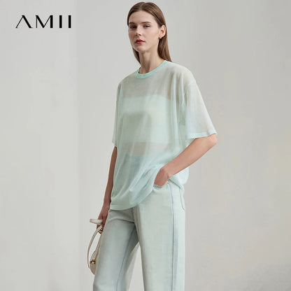 Lässiges Damen-T-Shirt mit Rundhalsausschnitt und Bärchenmotiv – kühlend und locker für den Sommer
