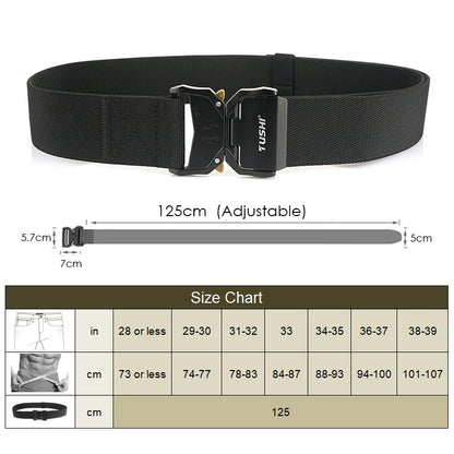VATLY Breiter Elastik-Gürtel Herren 5 cm Aluminium-Schnellverschluss Militär-Stil