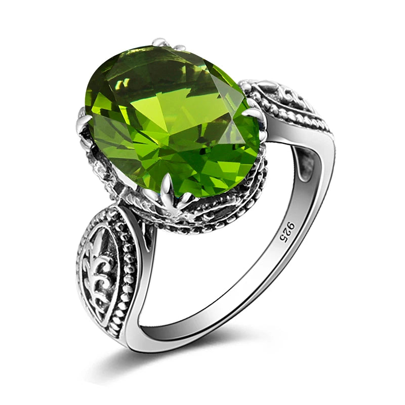Damen-Ring Aus Sterlingsilber Mit Peridot August Geburtsstein Vintage-Charme Schmuckstück