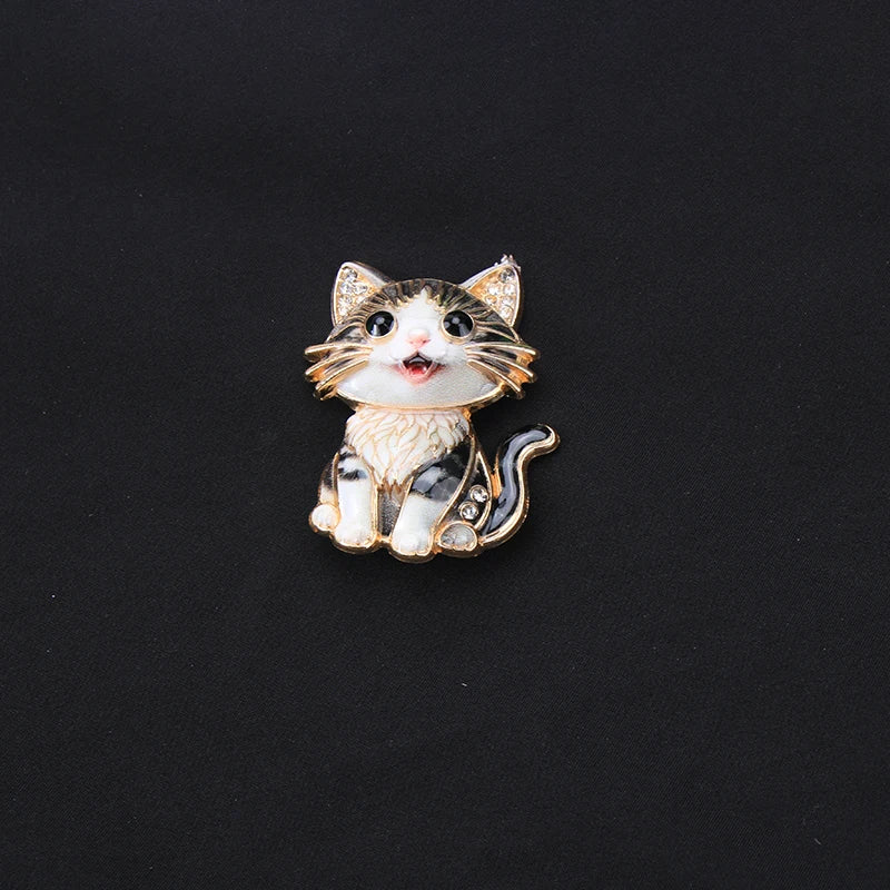 Brosche Tier Emaille Strass vergoldet Einhorn Katze Hund Fuchs gemischt