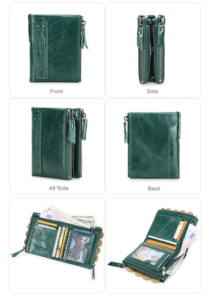 Damen Echtleder Geldbörse Bifold Vintage Portemonnaie Kartenhalter Münzbörse Geldclip