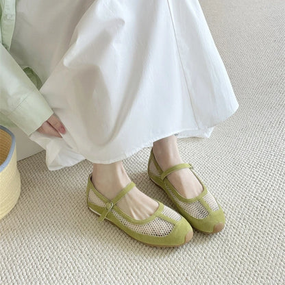 AIYUQI Damensandalen 2025, neue Mesh-atmungsaktive, rutschfeste Mary Jane-Damenschuhe, große flache Fischerschuhe für Damen