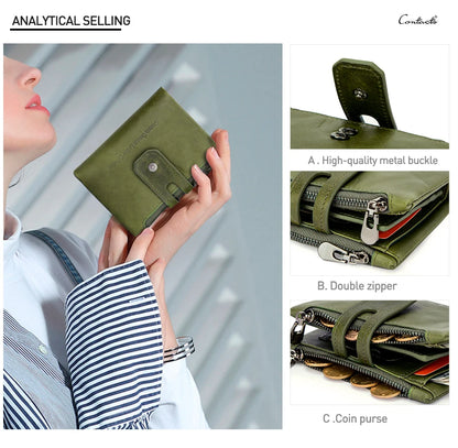 Damen Echtleder Geldbörse Bifold Vintage Kartenhalter Münzfach Geldclip