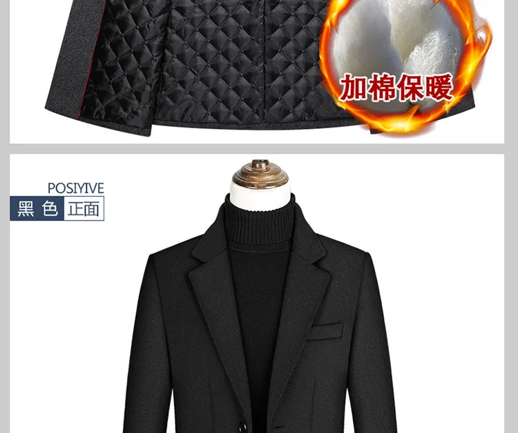 Wollmantel für Herren in Schwarz-Grau – Modern & elegant