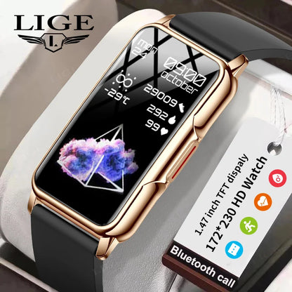 LIGE Mann Frauen 1,47 "Full Touch Screen BT Anruf Smart Uhr Musik Fitness Sport Armband Schlaf Monitor Mann Smartwatch männer 2025