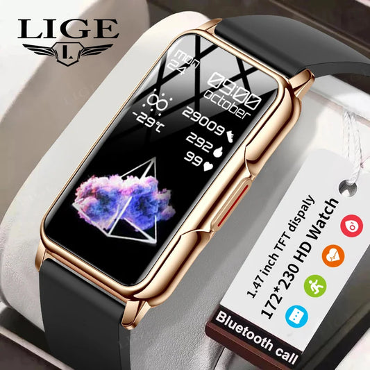 LIGE Mann Frauen 1,47 "Full Touch Screen BT Anruf Smart Uhr Musik Fitness Sport Armband Schlaf Monitor Mann Smartwatch männer 2025
