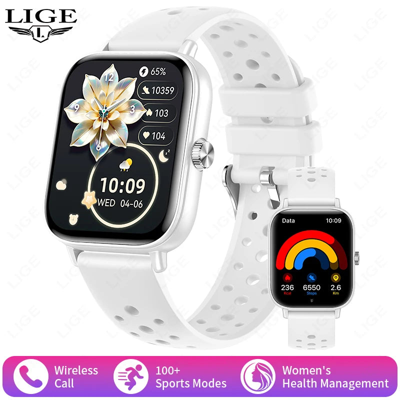 LIGE Smartwatch IP68 Wasserdichte Sport Fitness Smart Uhr 1,83 Zoll Bildschirm Gesundheit Überwachung Uhren Für Männer Frauen Reloj Hombre