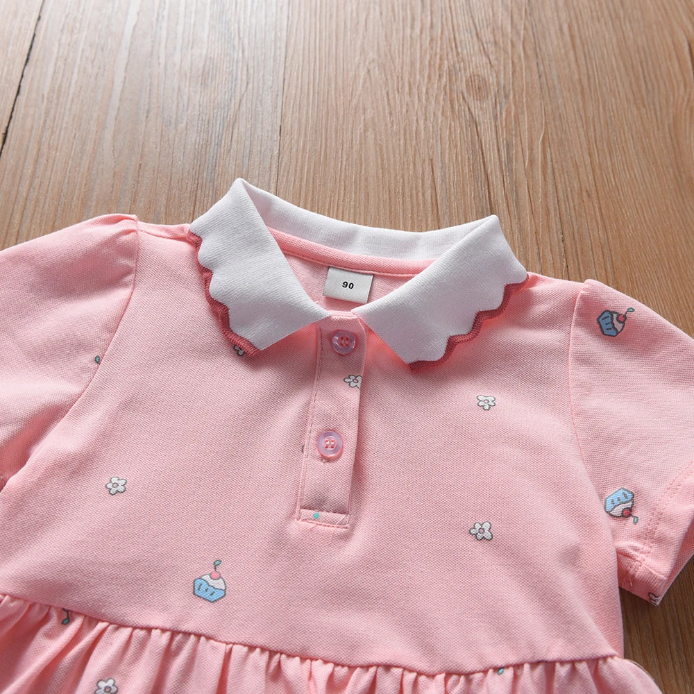 Baby Mädchen Kleid Sommer Kurzarm Baumwolle Kleidung für Kinder im Alter von 2-6 Jahren Süßes lässiges Outfit