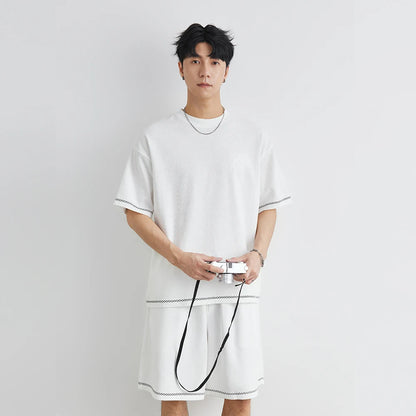Herrenanzug für den Sommer 2025 mit lockeren atmungsaktiven T-Shirt-Shorts Sets