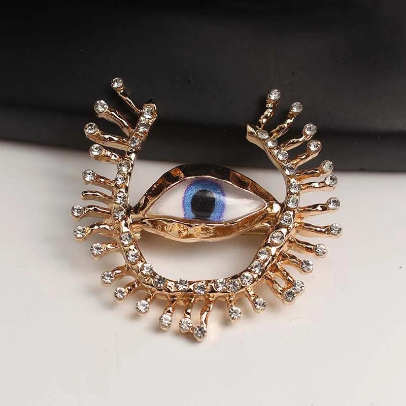 Brosche Emaille Kristall Auge Anhänger Perle Palast Vintage Unisex