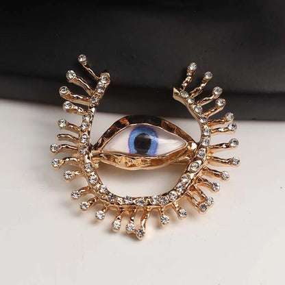 Brosche Emaille Kristall Auge Anhänger Perle Palast Vintage Unisex