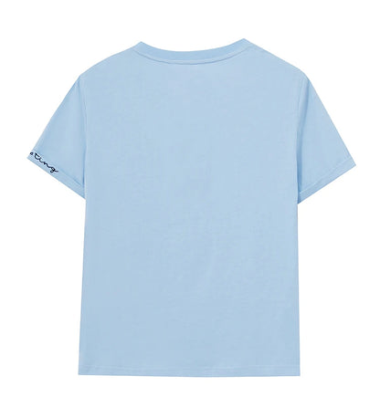 Damen T-Shirt im minimalistischen Stil mit bestickten Liebesperlen für den Sommer