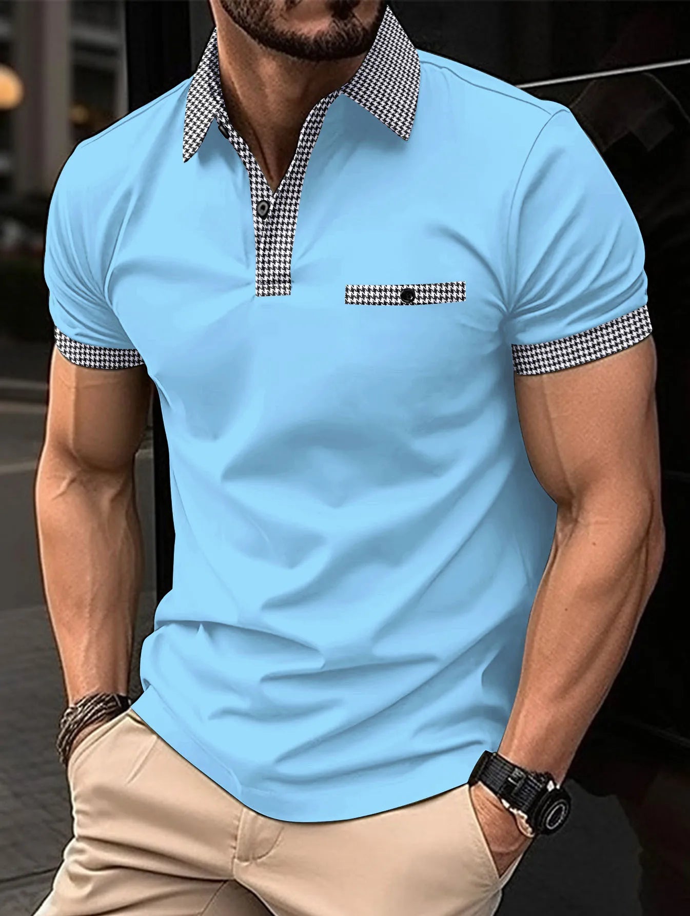 Lässiges Herren-Langarmshirt mit Reverskragen und Schichtoptik – modisch und vielseitig einsetzbar