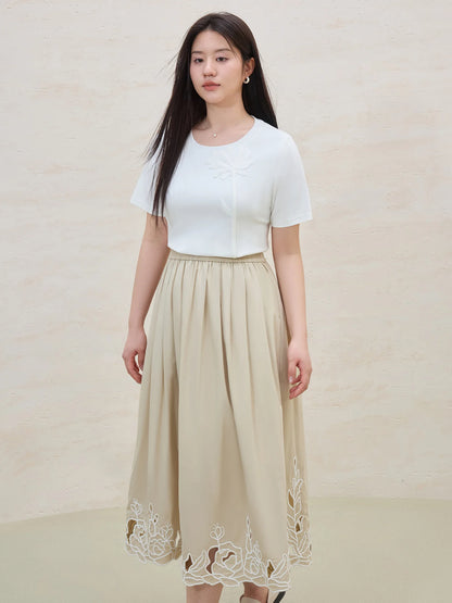Damen-Polo-Shirt mit Kontrastdesign aus Baumwolle – Beige, Kurzarm, ideal fürs Büro im Sommer