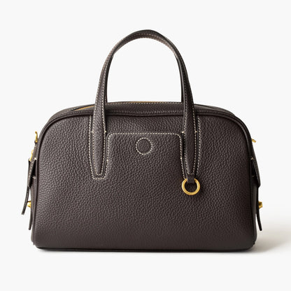 Echtleder Damen-Top-Handle Bowling-Handtasche