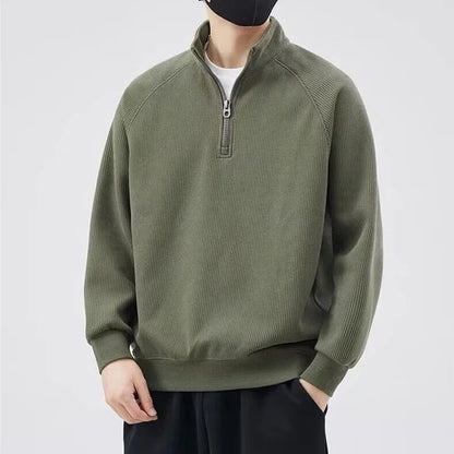 Männer Pullover im y2k Vintage Stil mit Stehkragen und halbem Reißverschluss