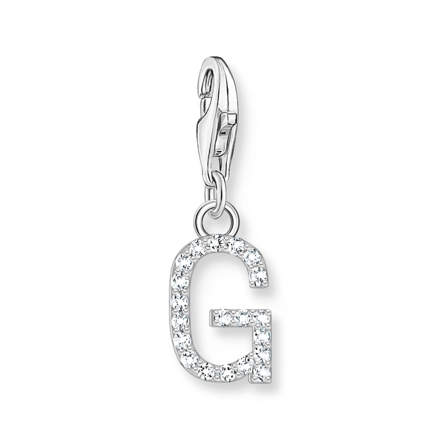 Damen-Charm-Anhänger Buchstaben weißer Stein klassisch aus Sterlingsilber