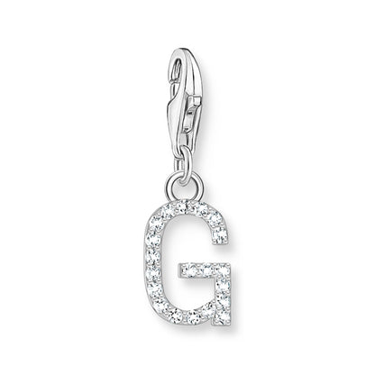 Damen-Charm-Anhänger Buchstaben weißer Stein klassisch aus Sterlingsilber