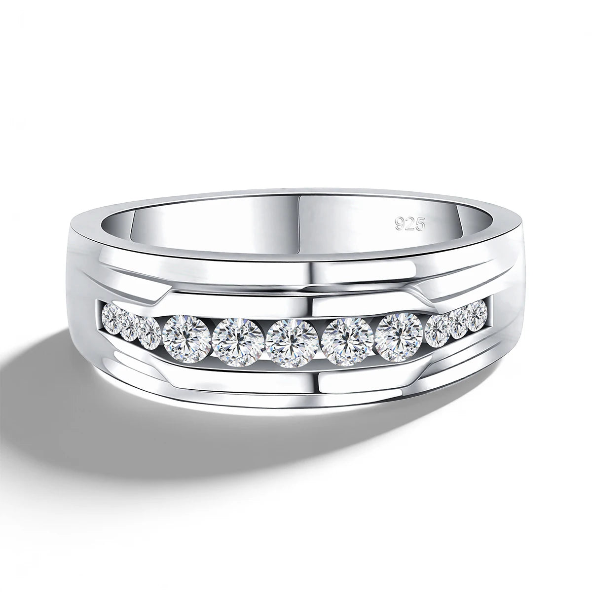 Unisex-Ring aus 925 Silber Moissanit-Verlobungsring Weißglanz für Damen und Herren