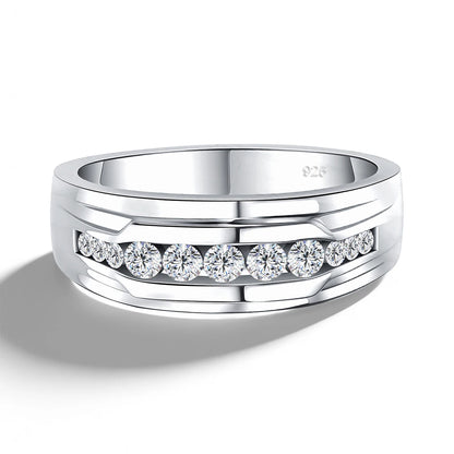 Unisex-Ring aus 925 Silber Moissanit-Verlobungsring Weißglanz für Damen und Herren