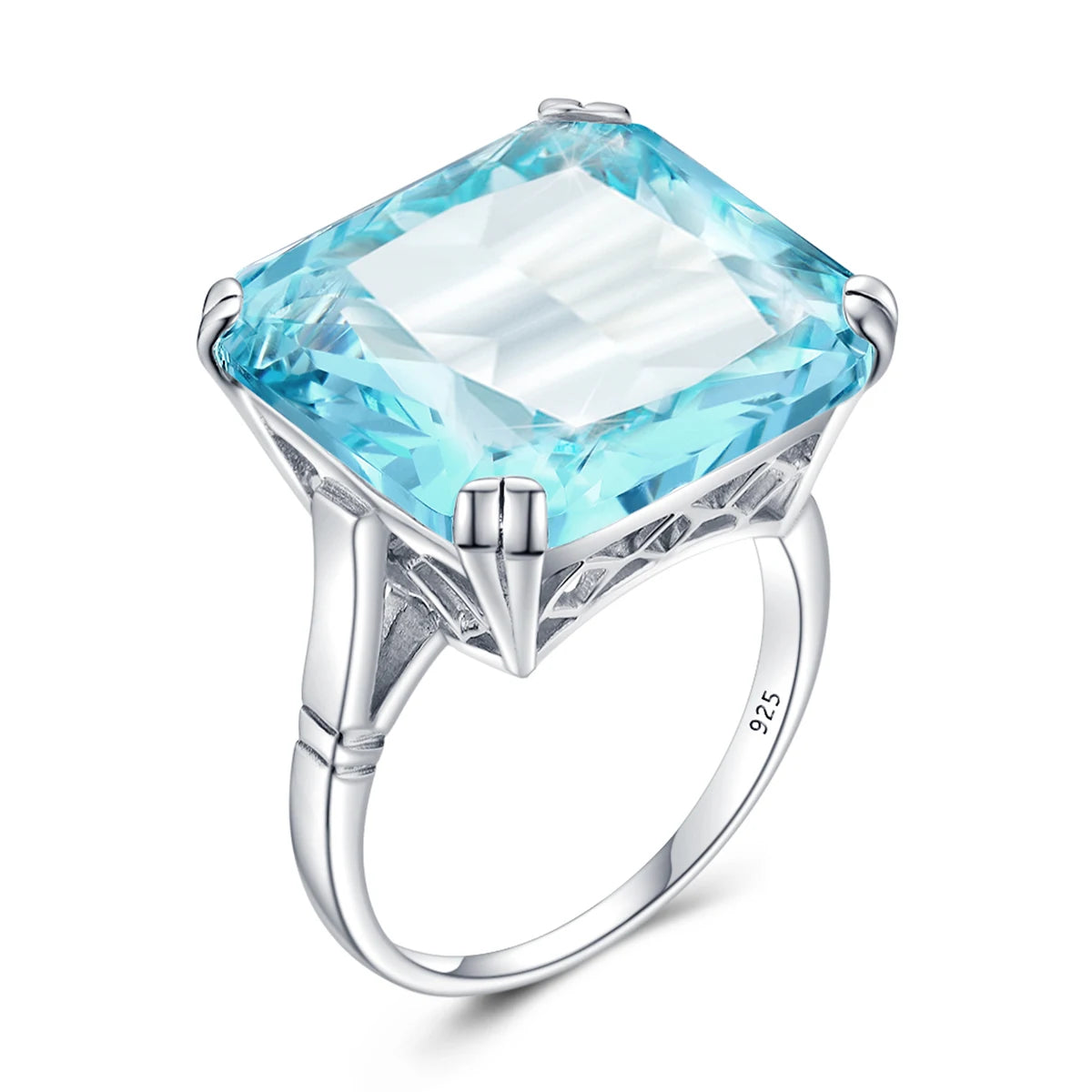 Damen-Ring aus Silber 925 mit Großem Quadratischem Citrin-Stein im Signet-Stil für Hochzeit und Festliche Anlässe