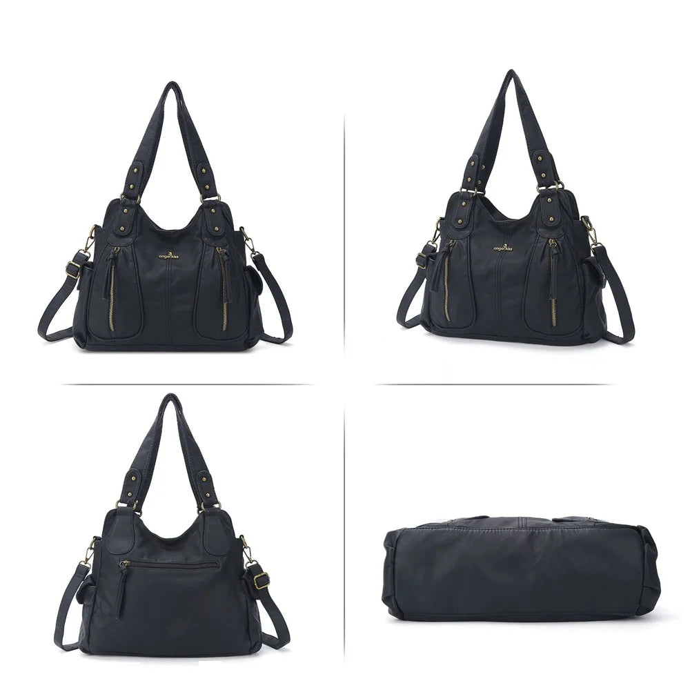 Damen-Schultertasche Aus Kunstleder Mit Leopardenmuster Und Große Kapazität Für Alltag